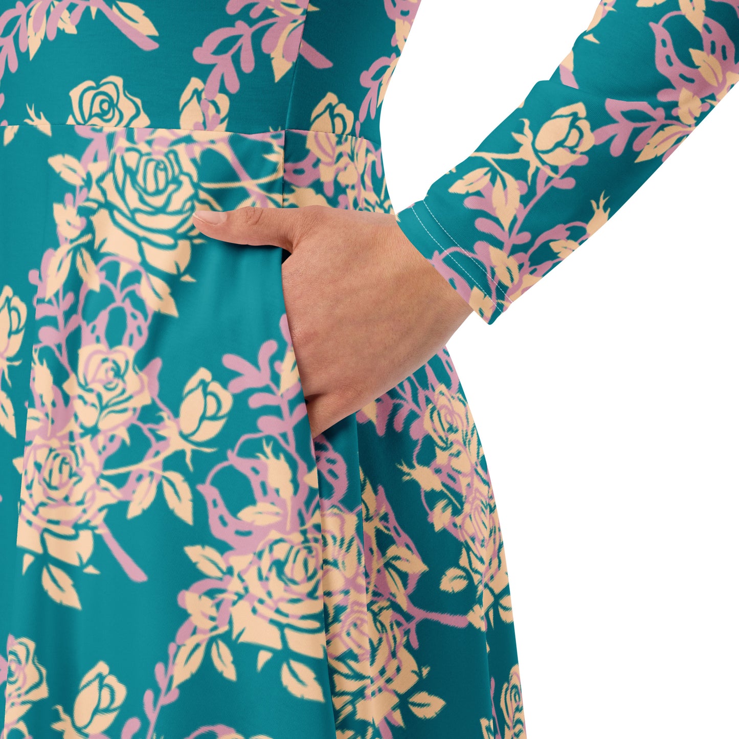 Teal Multi Floral midi dress