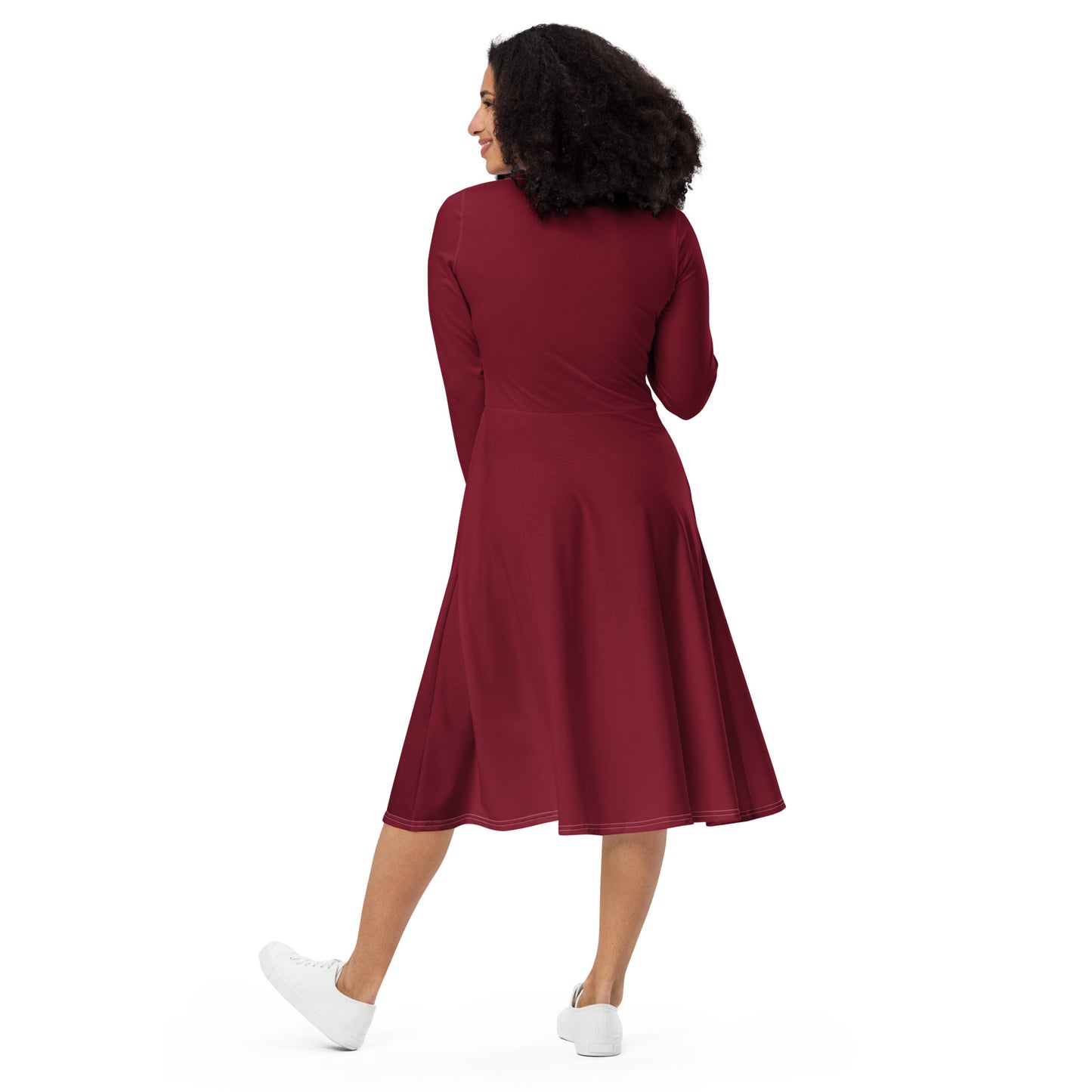 Maroon midi dress