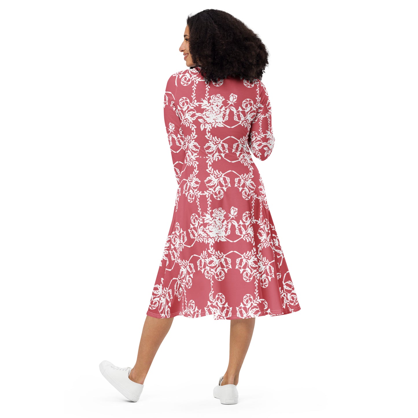 Interlocking Flowers Mauve Midi Dress