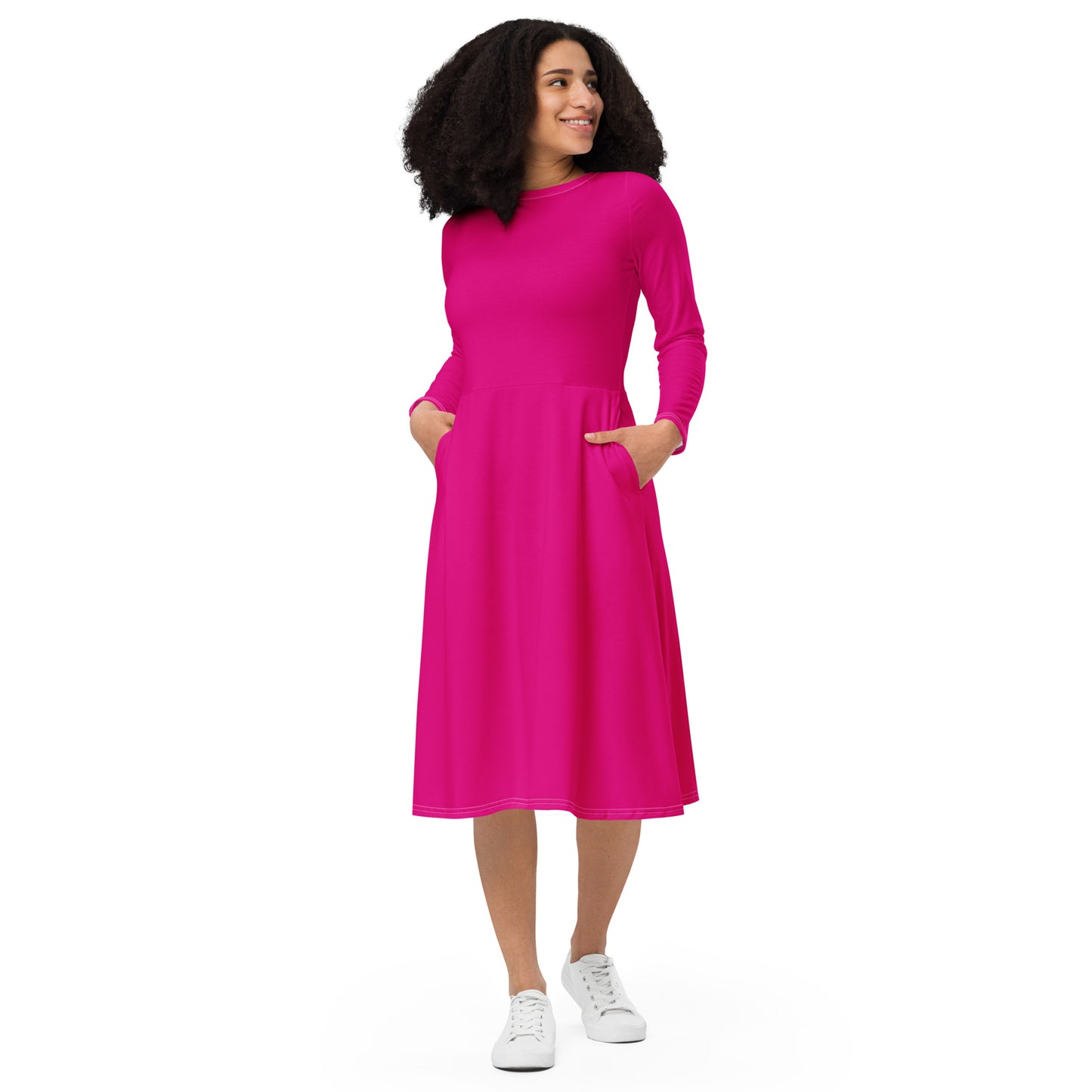 Magenta midi dress