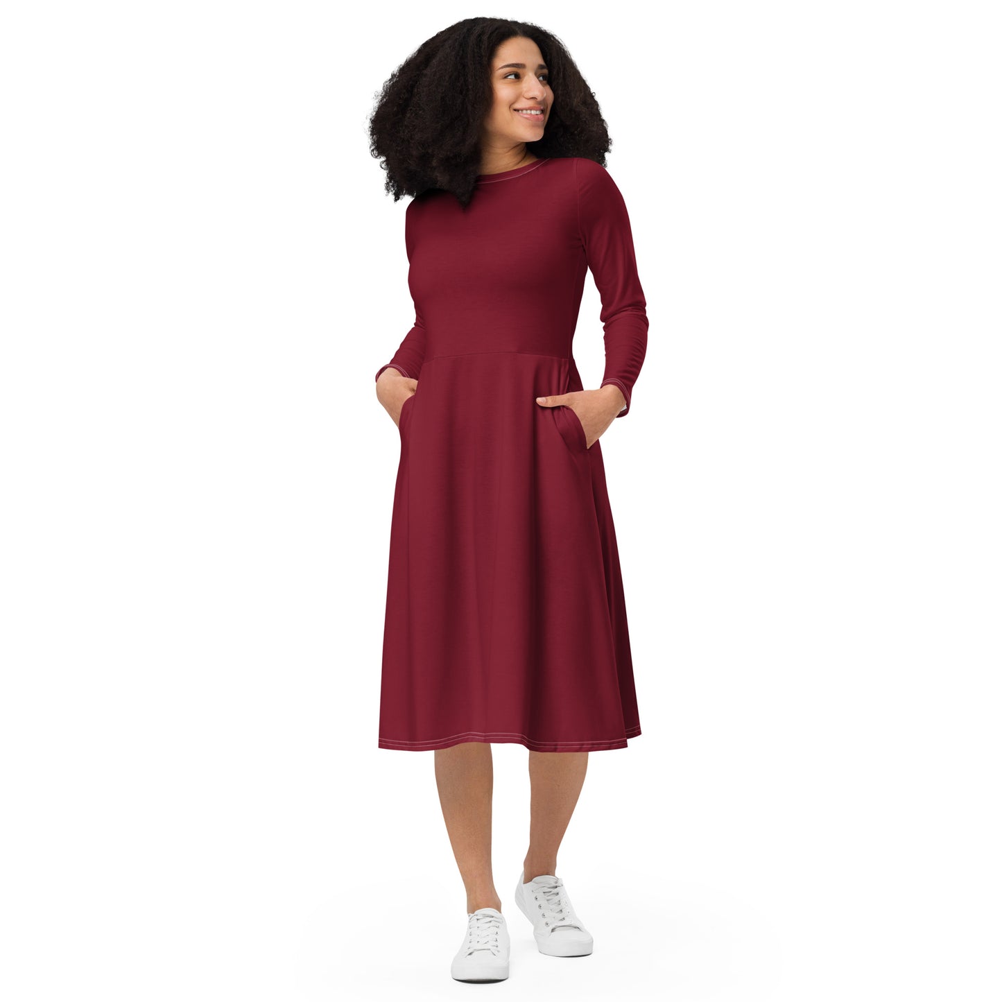 Maroon midi dress