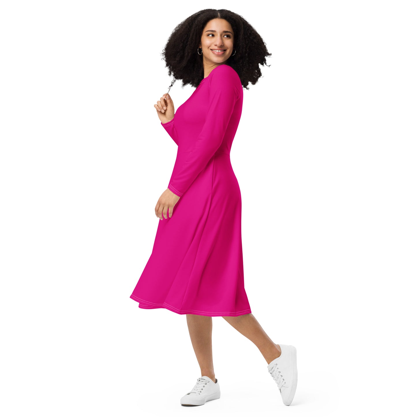 Magenta midi dress