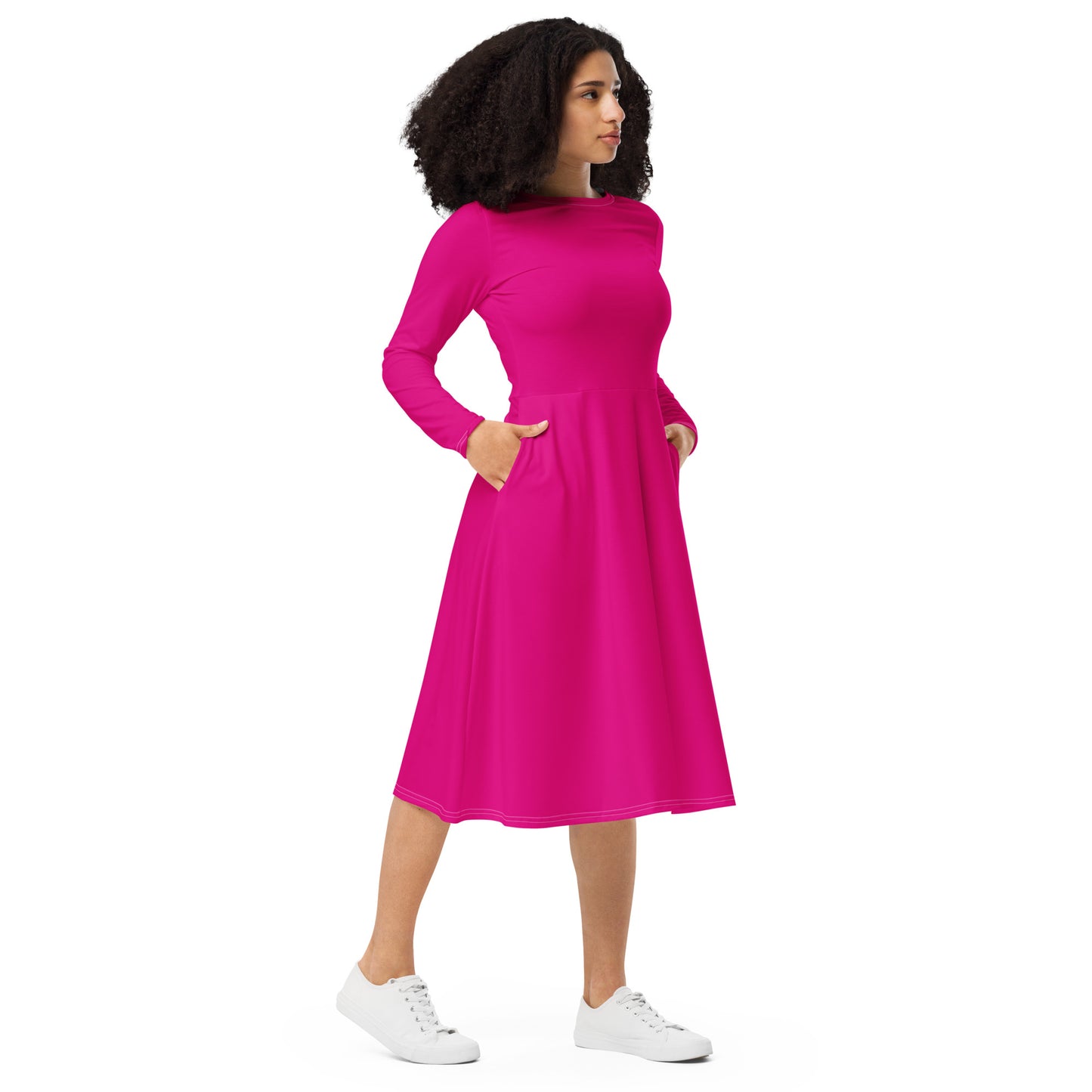 Magenta midi dress