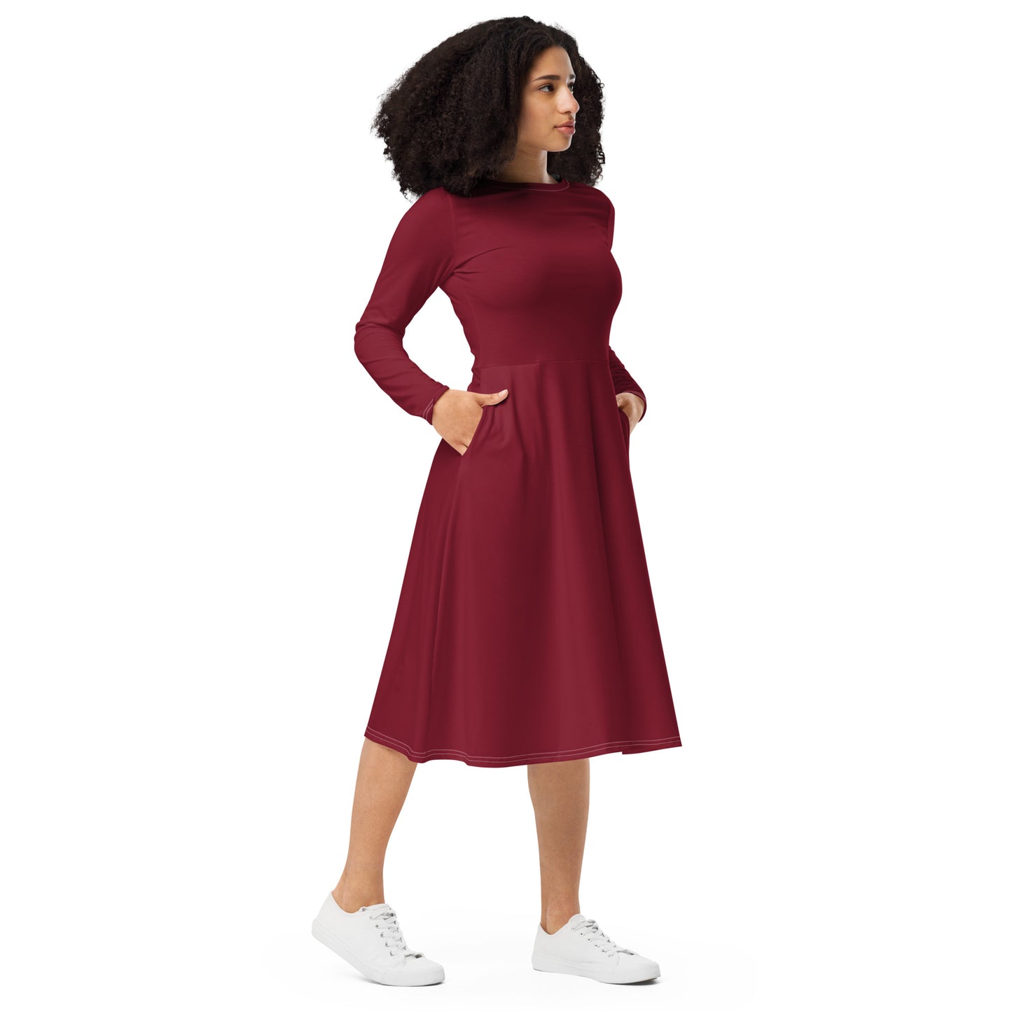 Maroon midi dress